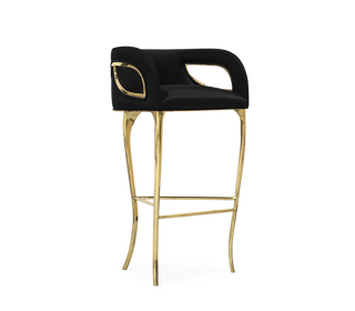 Chandra Fluid Sculptural Polished Brass Bar Stool