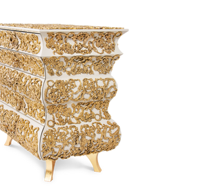 Crochet Baroque Gold Filigree Luxury Nightstand
