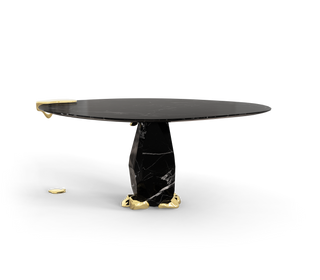 Diamond Marble & Brass Round Dining Table