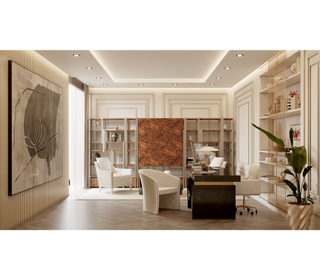 Empire Cracked Brass Inlay Marble Luxury Desk