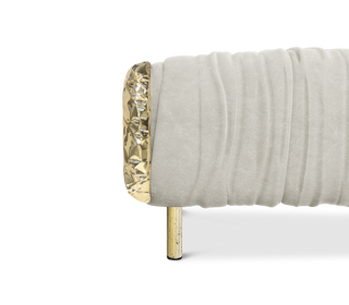 Imperfectio Hammered Brass Upholstered Luxury Ottoman