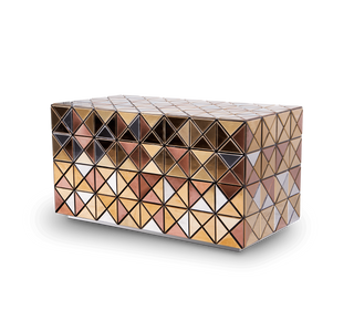 Pixel Geometric Mixed Metal Mirrored Luxury Nightstand