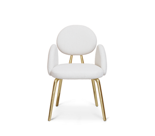 Althea Bouclé Sculptural Polished Gold Luxury Dining Chair