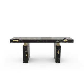 Empire Cracked Brass Inlay Marble Luxury Desk