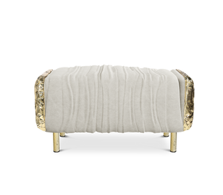 Imperfectio Hammered Brass Upholstered Luxury Ottoman