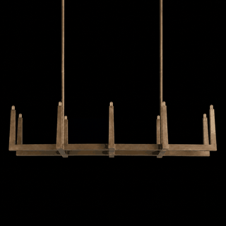 Modern Textured Cast Brass Linear Chandelier