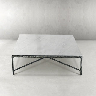 Hand-Forged Metal Marble Square Coffee Table 36" 48" 60"