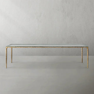 Hand-Forged Metal Glass Rectangular Dining Table