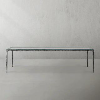 Hand-Forged Metal Glass Rectangular Dining Table