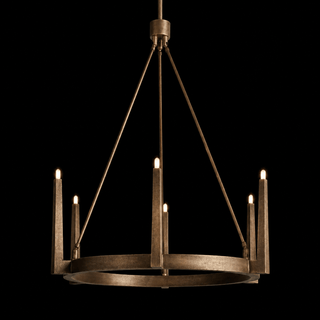 Modern Textured Cast Brass Round Chandelier
