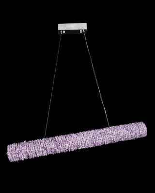 Purple Long Natural Crystal Stone Pendant Light