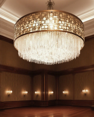 Modern Round Flush Mount Chandelier Lighting 47"W  24" H
