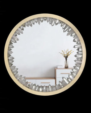 Round Geode Quartz Crystal Mirror Lamp