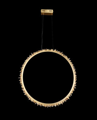 Single Ring Geode Quartz Crystal Pendant Light