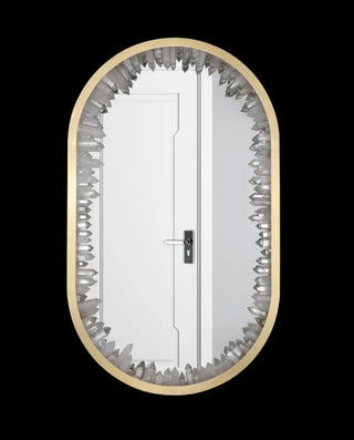 Oval Geode Quartz Crystal Mirror Light