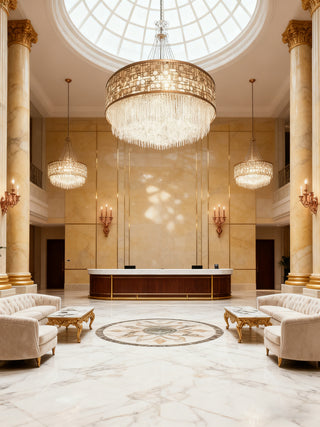 Modern Round Flush Mount Chandelier Lighting 47"W  24" H