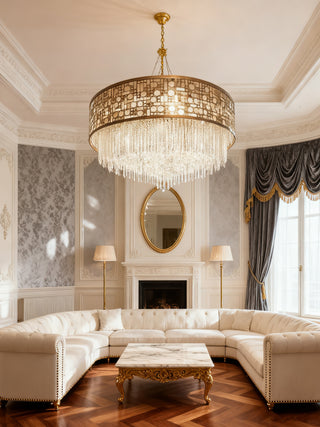 Modern Round Flush Mount Chandelier Lighting 47"W  24" H