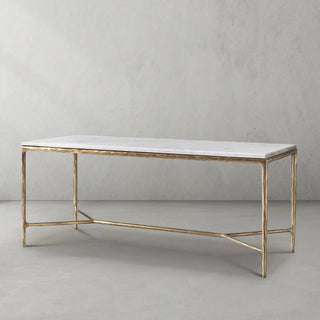 Hand-Forged Metal Rectangle Marble Desk
