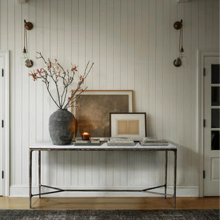 Hand-Forged Metal Rectangle Marble Desk
