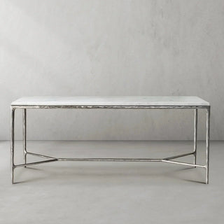 Hand-Forged Metal Rectangle Marble Desk