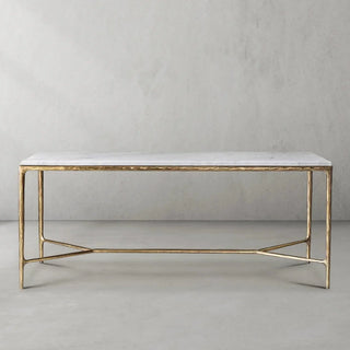 Hand-Forged Metal Rectangle Marble Desk