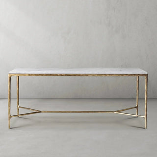 Hand-Forged Metal Rectangle Marble Desk