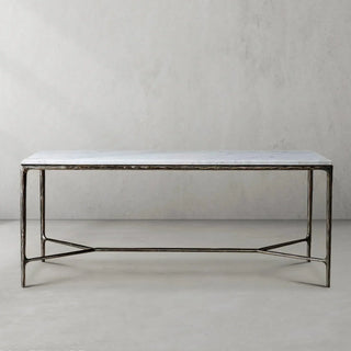 Hand-Forged Metal Rectangle Marble Desk
