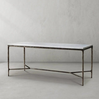 Hand-Forged Metal Rectangle Marble Desk