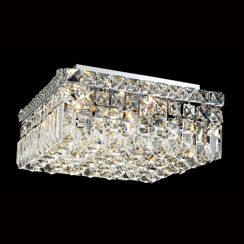 14'' Square Mini Flush Mounted Chandelier K9 Crystal Ceiling Light