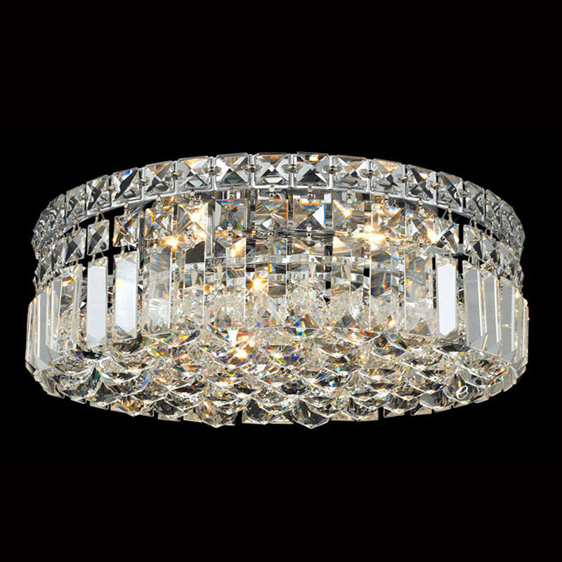 14'' Round Flush Mounted Chandelier K9 Crystal Ceiling Light