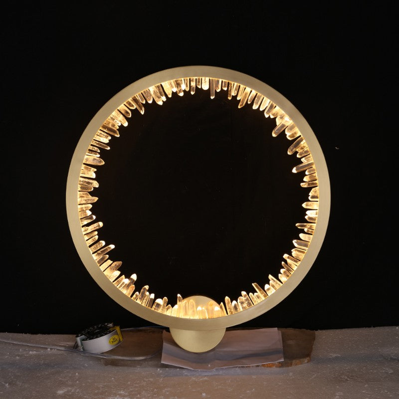 16'' Round Modern Wall Lamp Quartz Crystal Wall Sconce