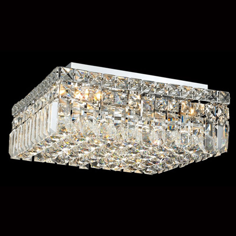 16'' Square Flush Mounted Chandelier Crystal Ceiling Light