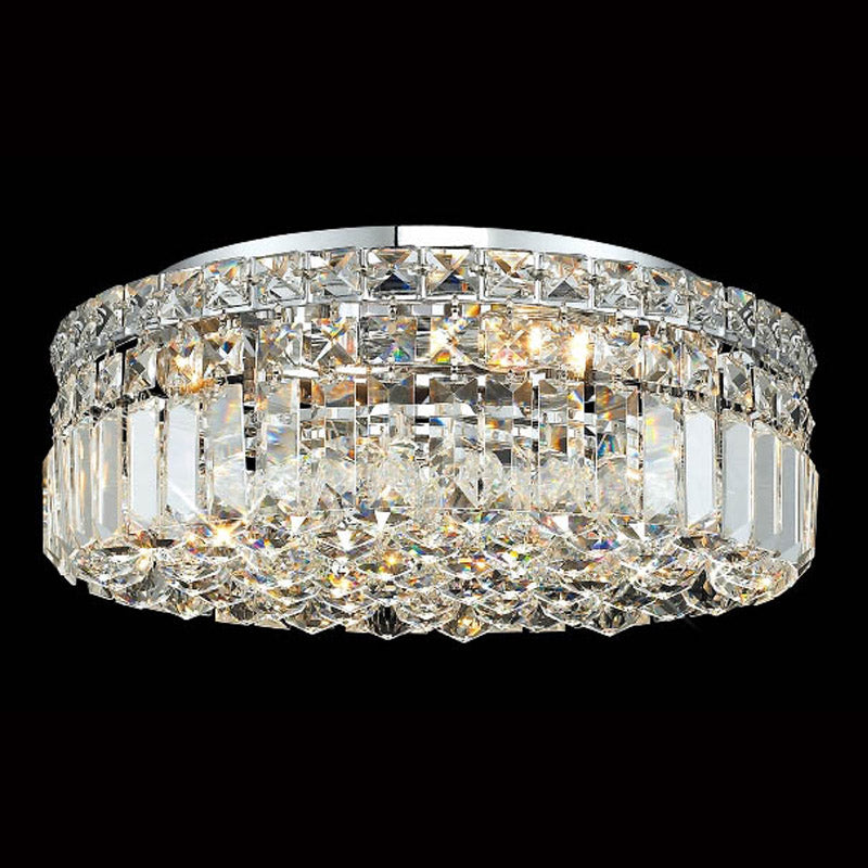 16'' Round Flush Mounted Chandelier Modern Crystal Ceiling Light