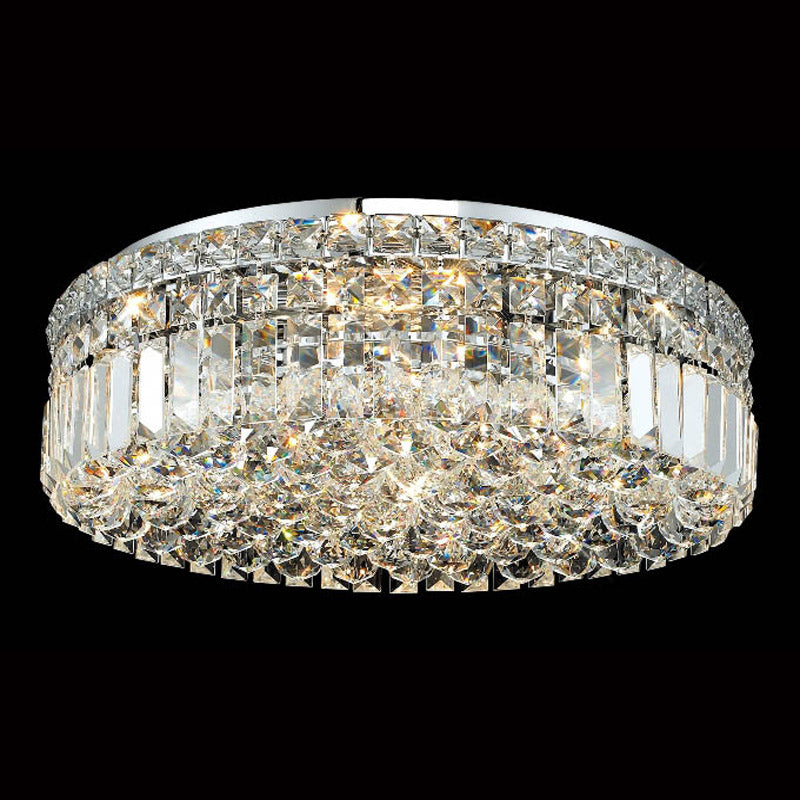 20'' Round Flush Mounted Chandelier Modern Crystal Ceiling Light