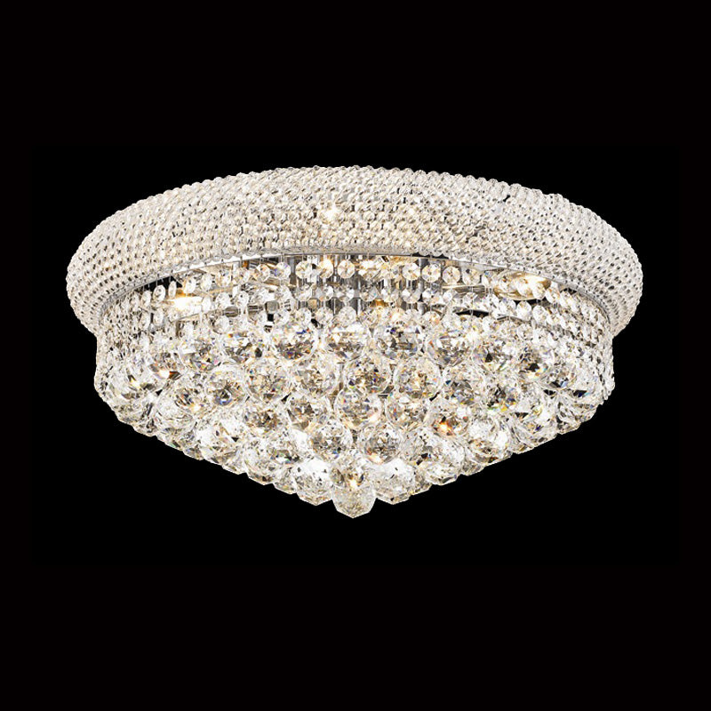 20'' Round Crystal Ceiling Light Empire Flush Mounted Crystal Chandelier