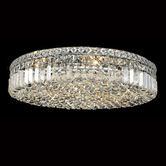 24'' Round Flush Mounted Chandelier Modern Crystal Ceiling Light