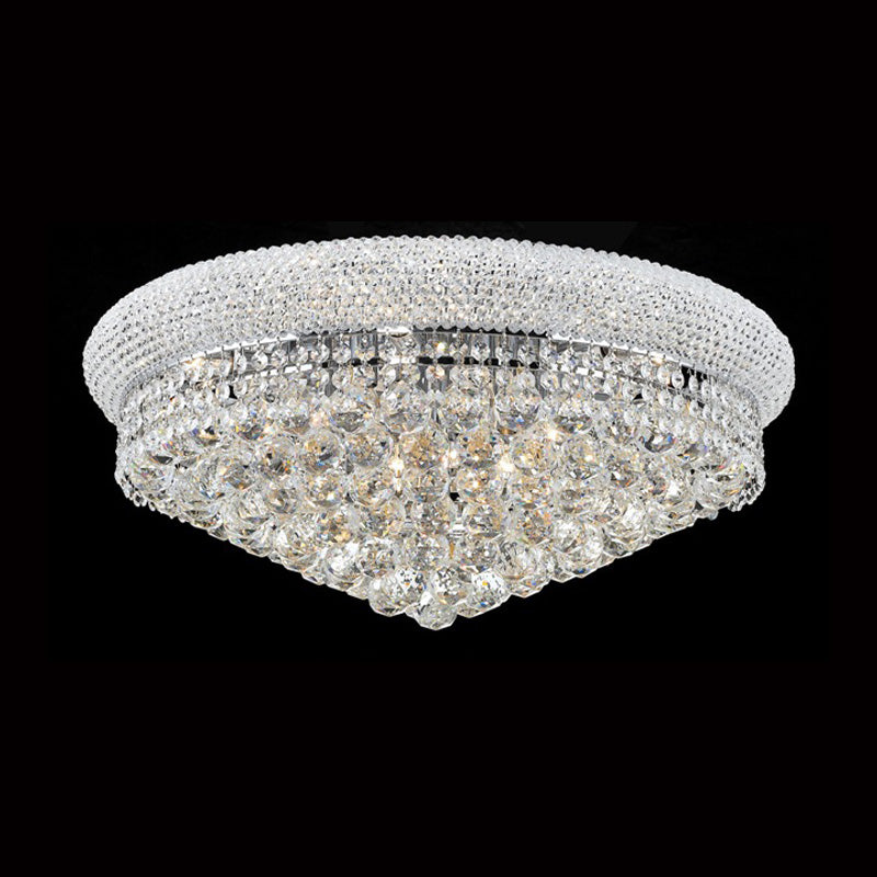 24'' Round Crystal Ceiling Light Empire Flush Mounted Crystal Chandelier