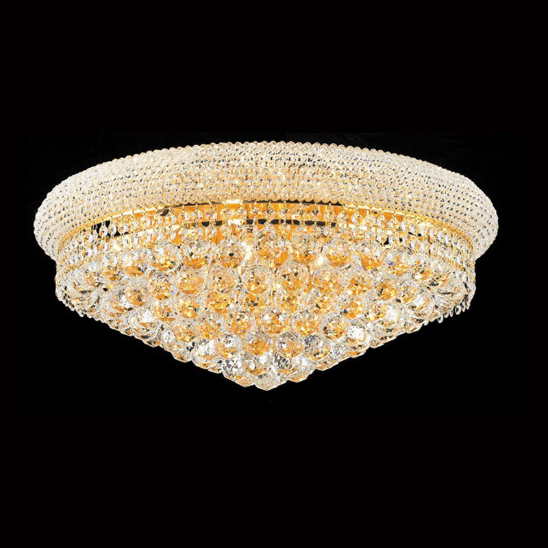 24'' Round Crystal Ceiling Light Empire Flush Mounted Crystal Chandelier