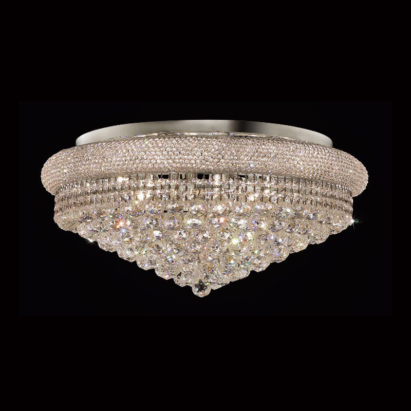 28'' Round Crystal Ceiling Light Empire Flush Mounted Crystal Chandelier