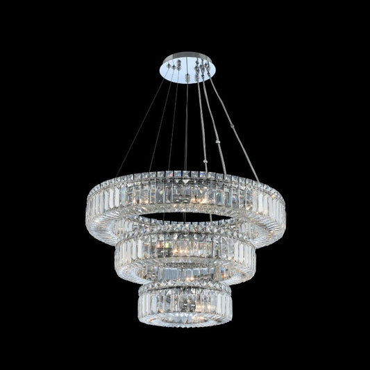 (12+18+26) Inch Round Crystal Chandelier Three Tiers Suspended Modern Chandelier