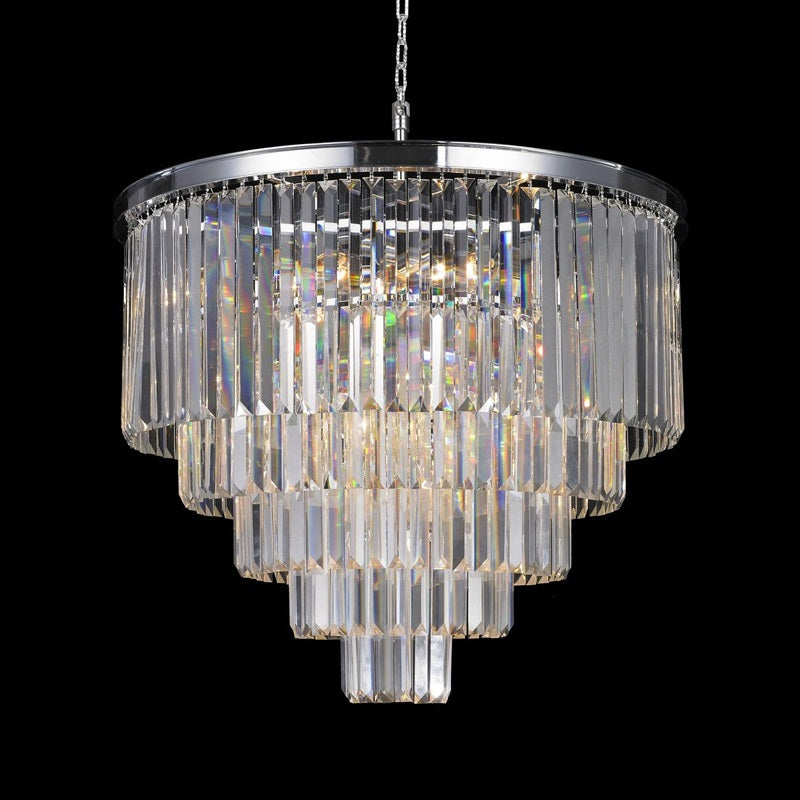 20-39 Inch Round Crystal Lighting Multiple Tiered Modern Chandelier for Living Room