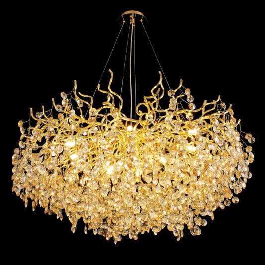 39 Inch Round Chandelier Modern Chandelier for Living Room Gold Tree Branch Chandelier