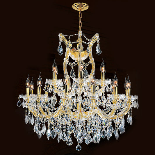 33'' Wide Gold Chandelier 19 Lights Maria Theresa Crystal Chandelier MT01L19G