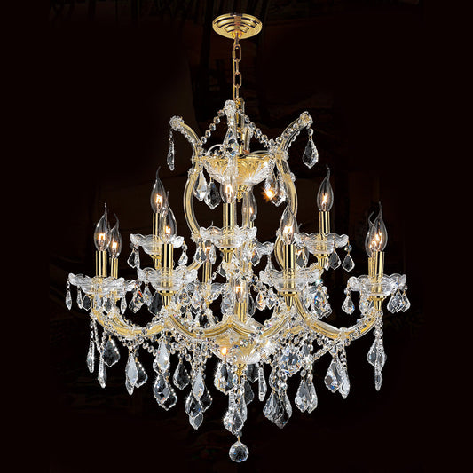 26'' Wide Gold Chandelier 13 Lights Maria Theresa Crystal Chandelier for Bedroom MT01L13G