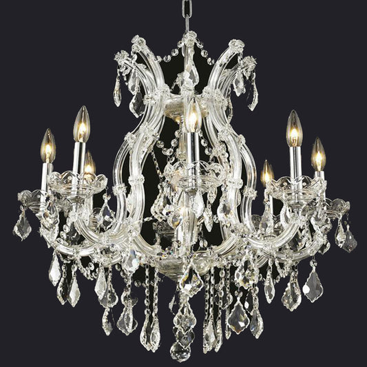 26'' Wide Chrome Chandelier Light 9 Lights Maria Theresa Crystal Chandelier MT01L9C